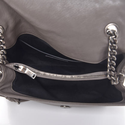 Saint Laurent Sheepskin Medium West Hollywood Monogram Fold-Over Bag Grey 5 of 8