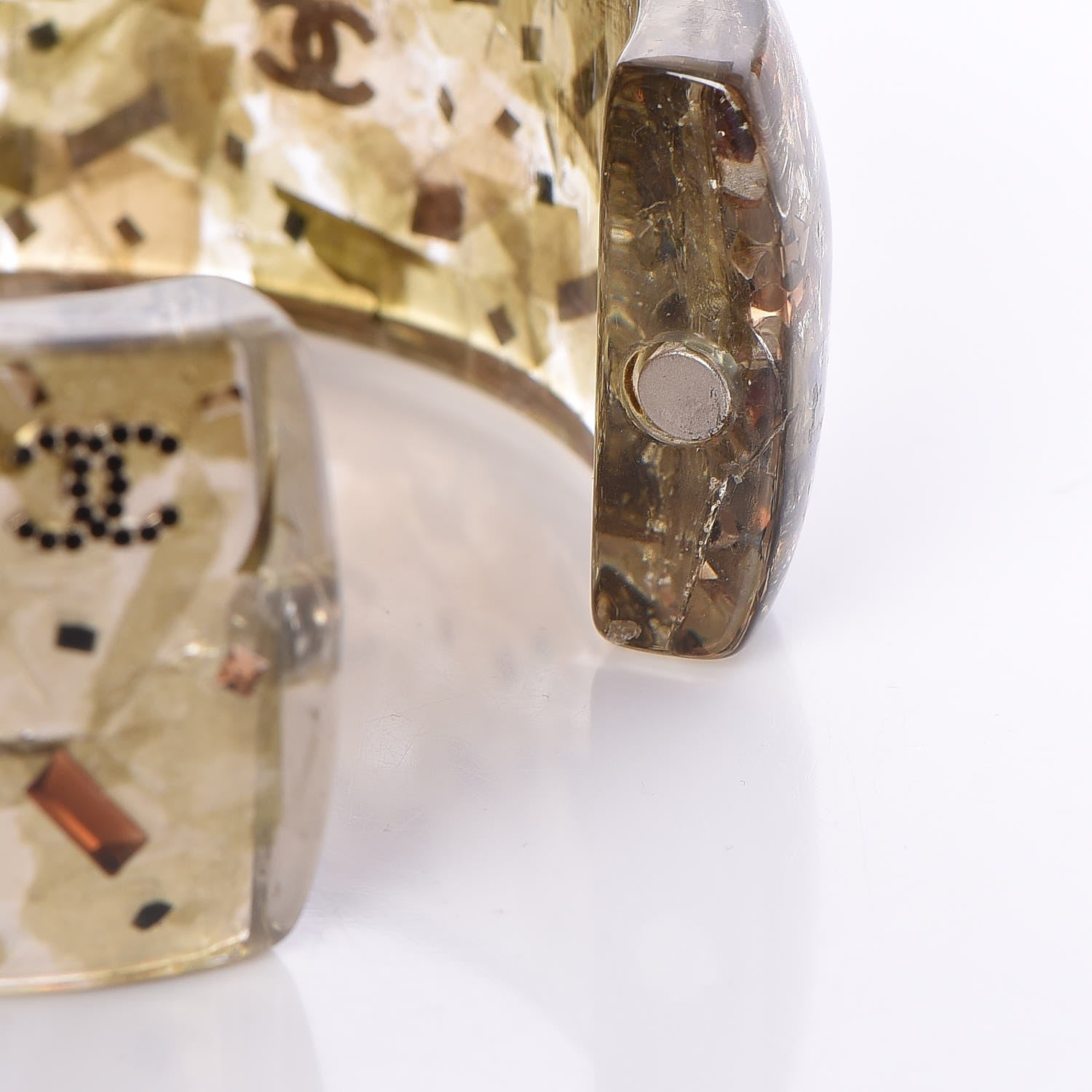 Chanel Resin CC Confetti Cuff Transparent Gold 5 of 6