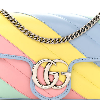 Gucci Calfskin Matelasse Diagonal Super Mini GG Marmont Shoulder Bag Multicolor Pastel 8 of 10