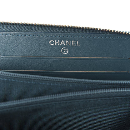 Chanel Caviar Quilted Medium Zip Around Wallet Dark Turquoise 7 of 10