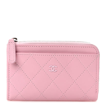 Chanel Lambskin Quilted CC Zip Card Holder Light Pink 1 of 8