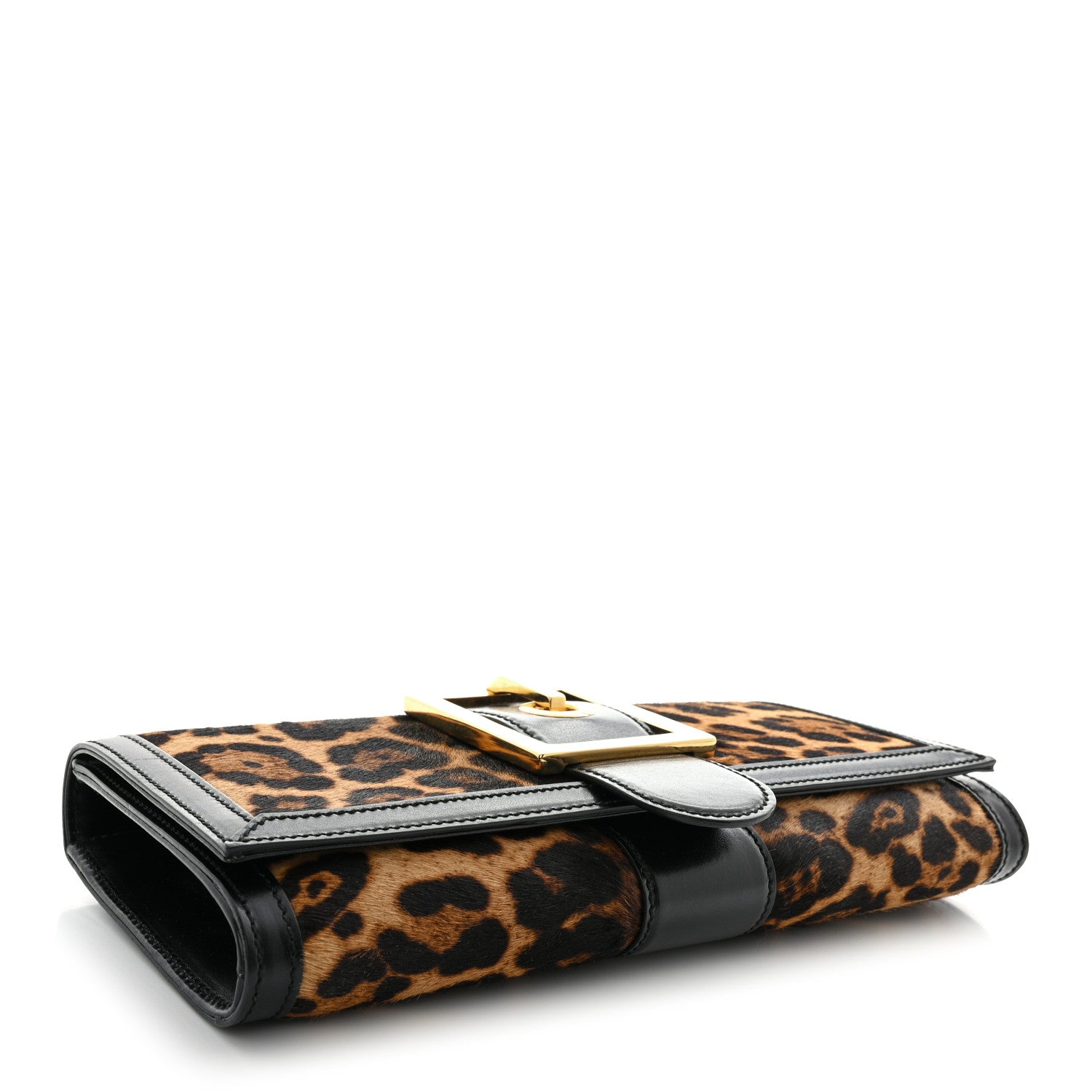 Gucci Calf Hair Jaguar Printed Small Lady Buckle Clutch Black 4 of 13