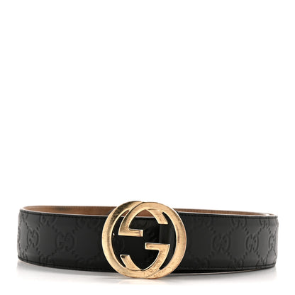 Gucci Calfskin Interlocking G 37mm Belt 80 32 Black 1 of 7