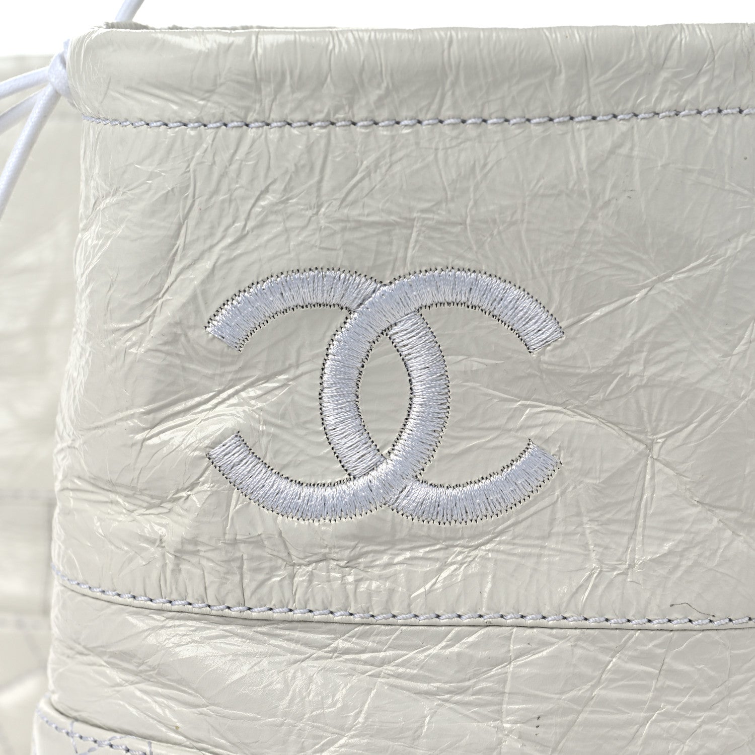 Chanel Crumpled Calfskin Quilted Cap Toe Short Boots 37.5 White Black 9 of 14