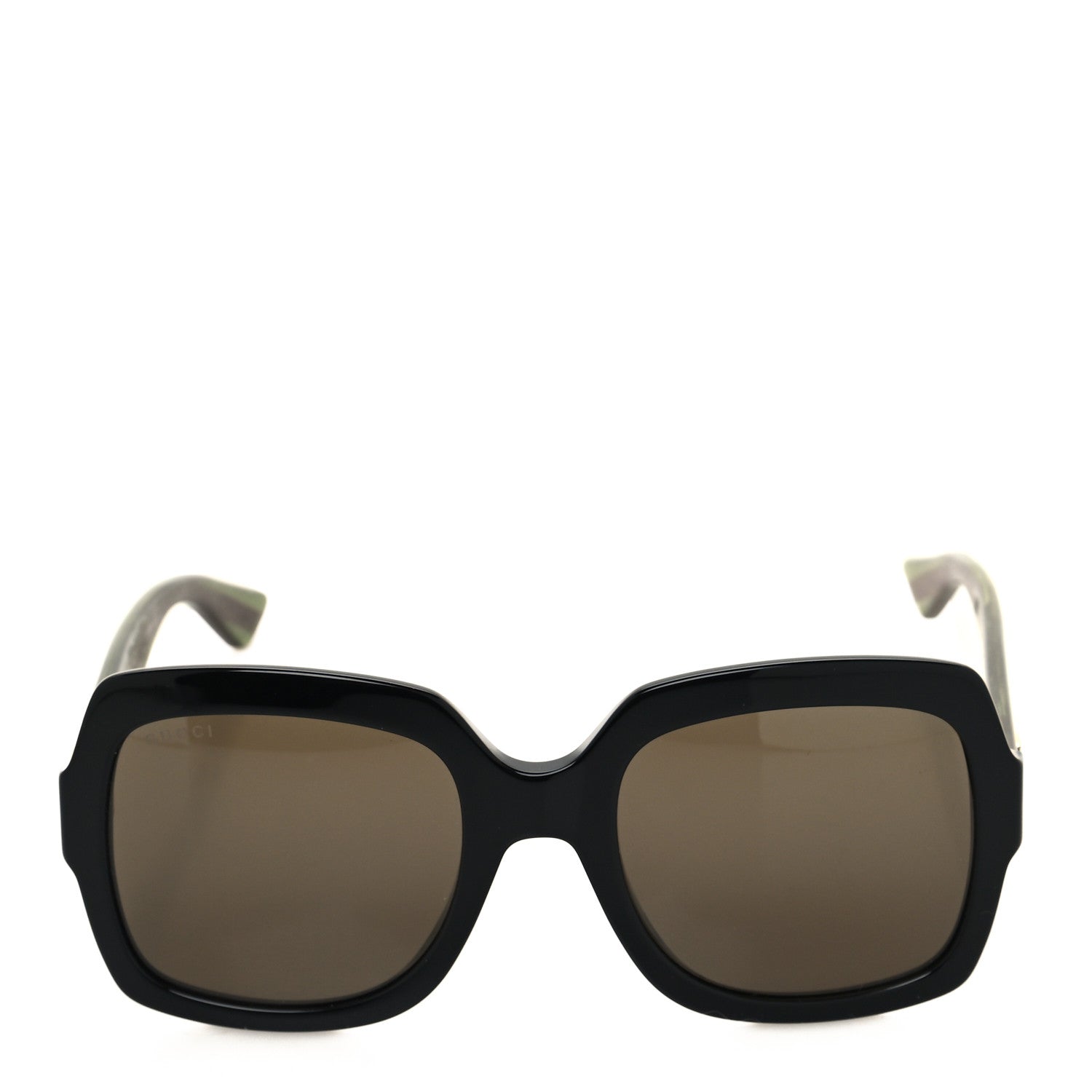 Gucci Acetate Square Frame Web Glitter Sunglasses GG0036S Black Green 2 of 7