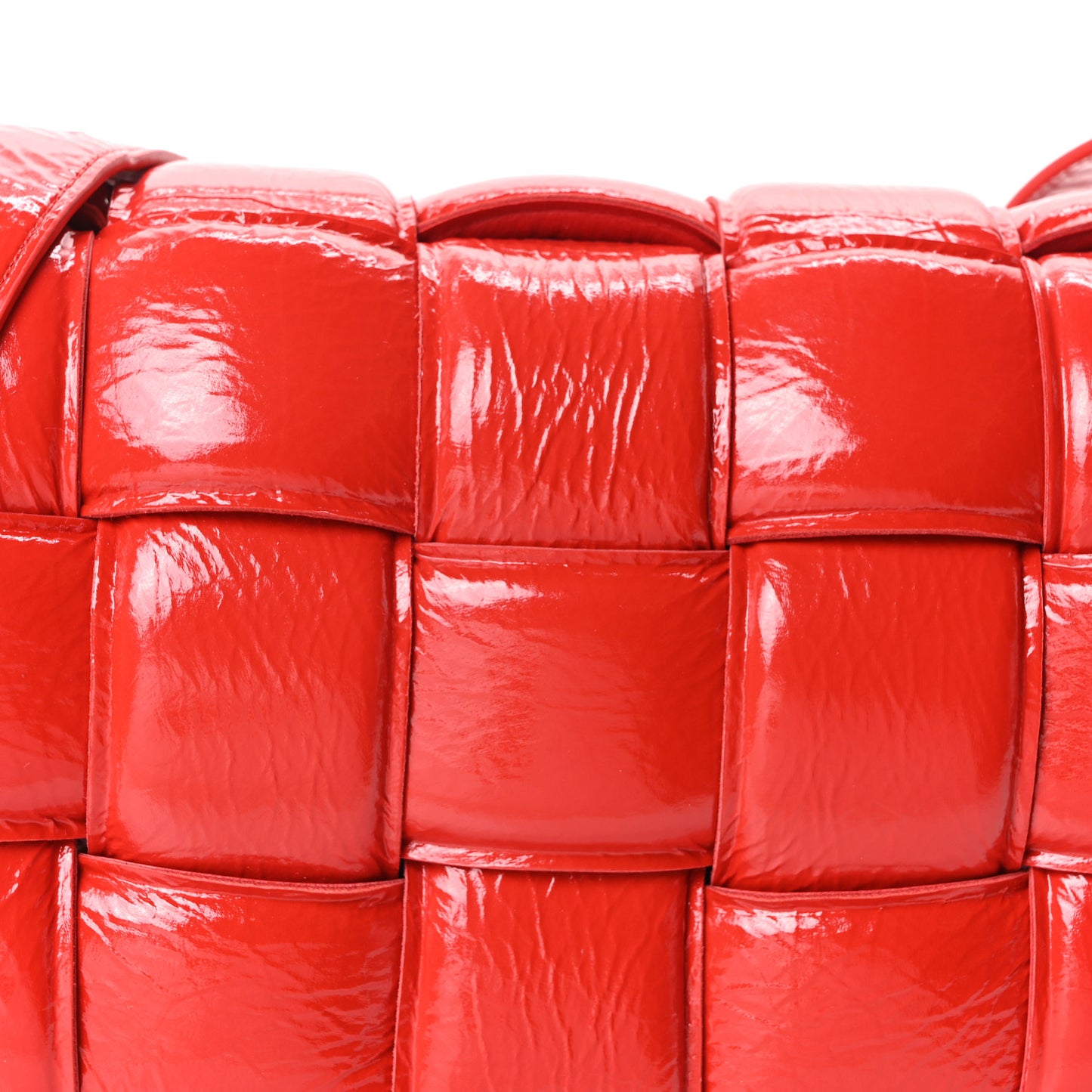 Textured Deerskin Maxi Intrecciato Padded Cassette Crossbody Bag Chili