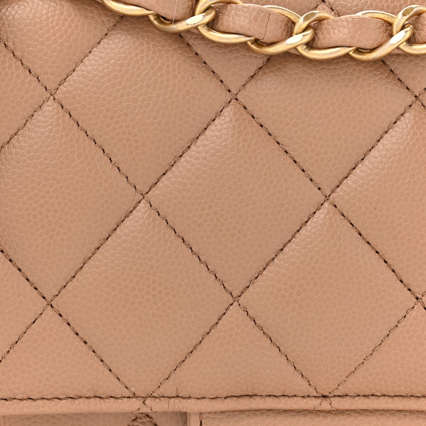 Caviar Quilted Small Single Flap Beige