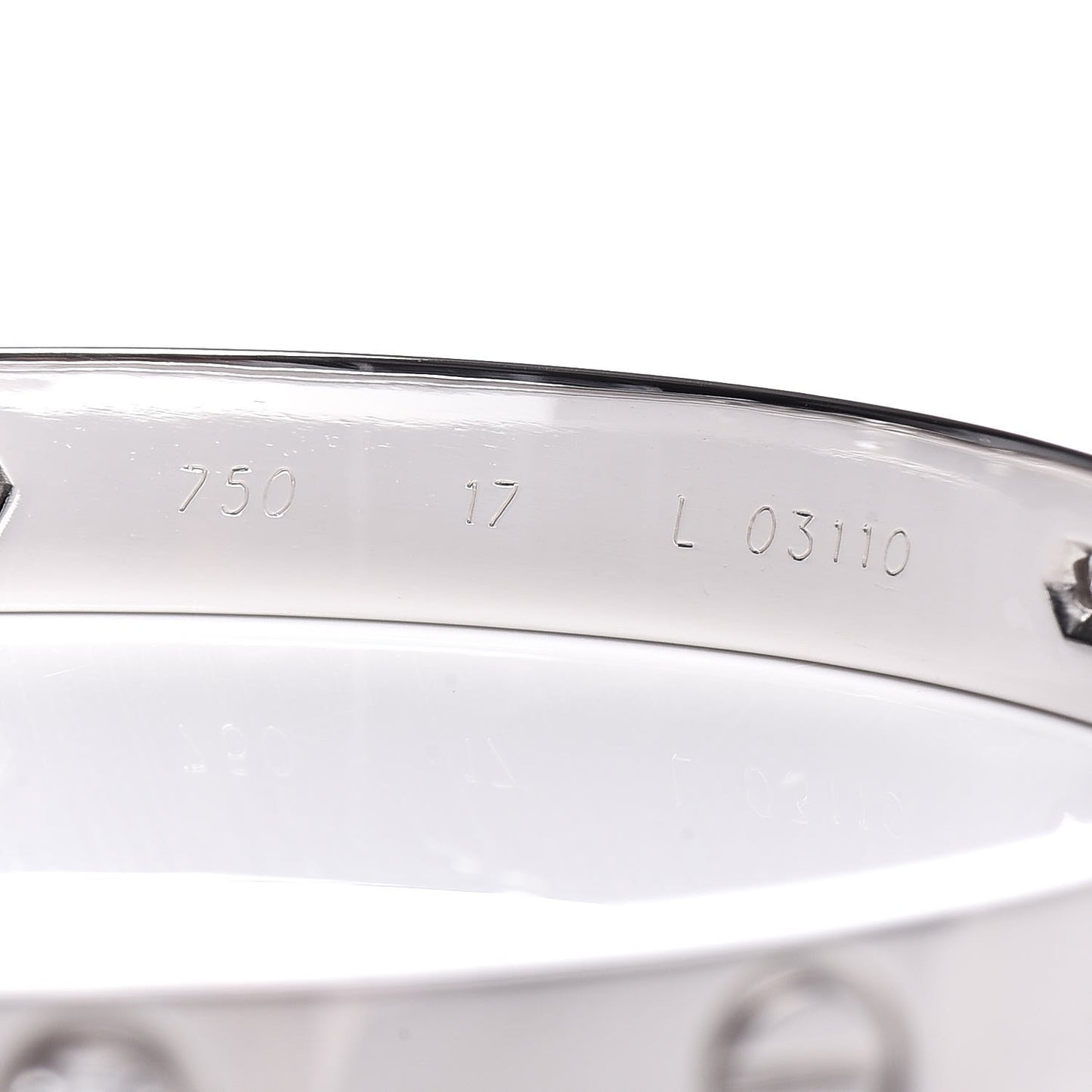 18K White Gold 6 Diamond LOVE Bracelet 17