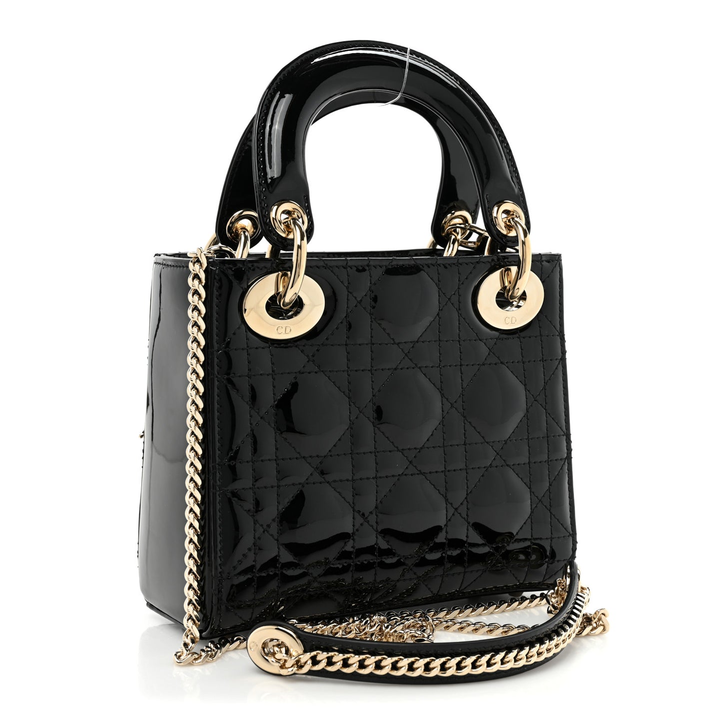 Patent Cannage Mini Lady Dior Black