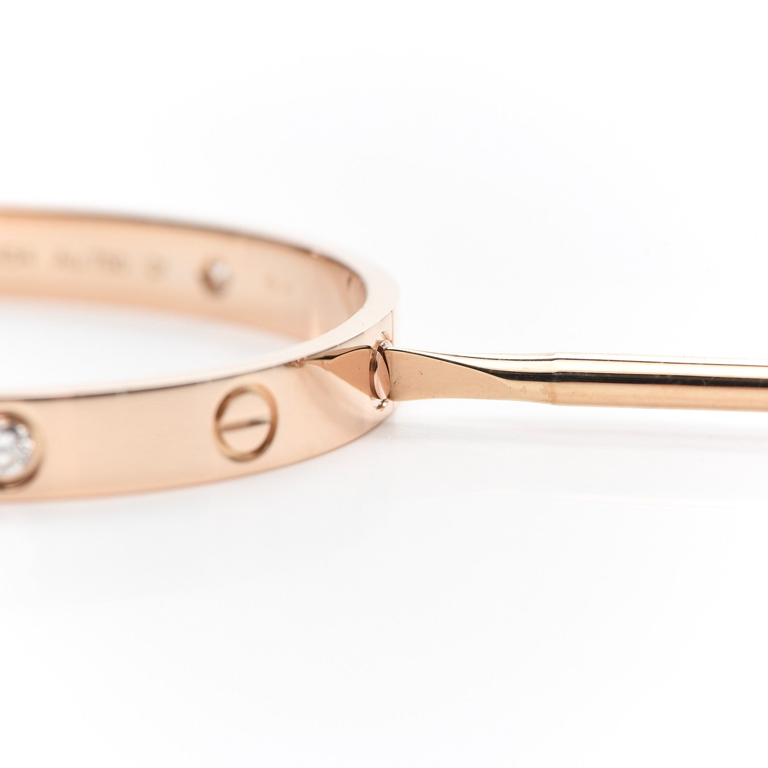 Cartier 18K Pink Gold 4 Diamond LOVE Bracelet 16 7 of 8