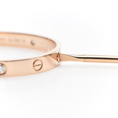 Cartier 18K Pink Gold 4 Diamond LOVE Bracelet 16 7 of 8