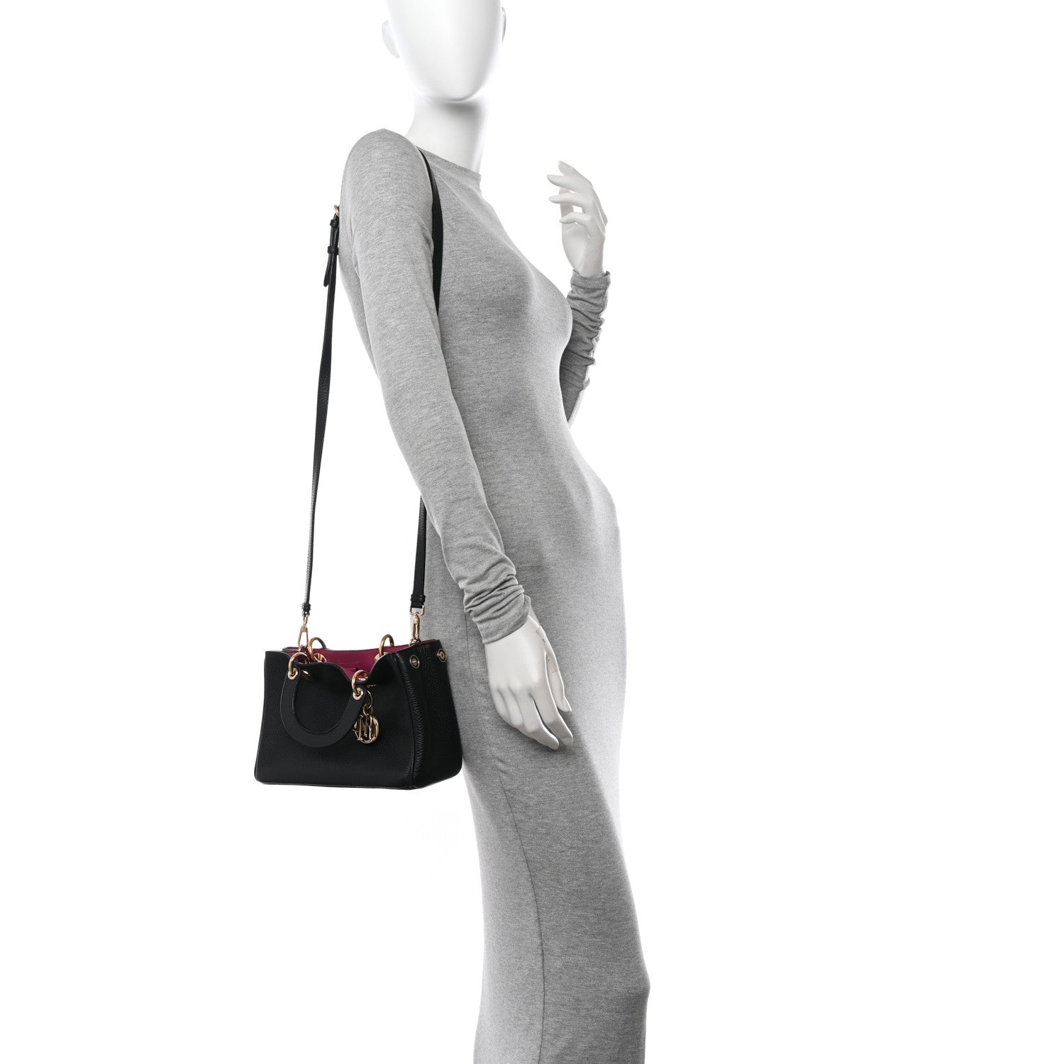 Christian Dior Bullcalf Small Diorissimo Tote Black Rose Indien 2 of 12