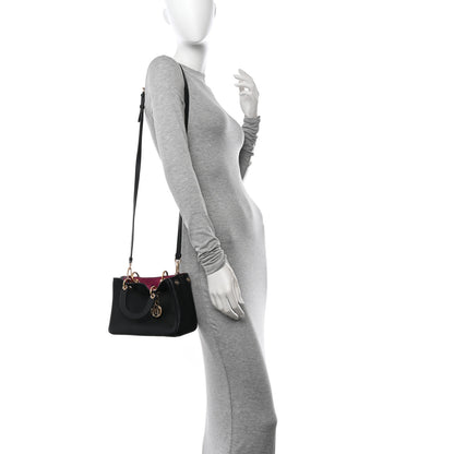 Christian Dior Bullcalf Small Diorissimo Tote Black Rose Indien 2 of 12