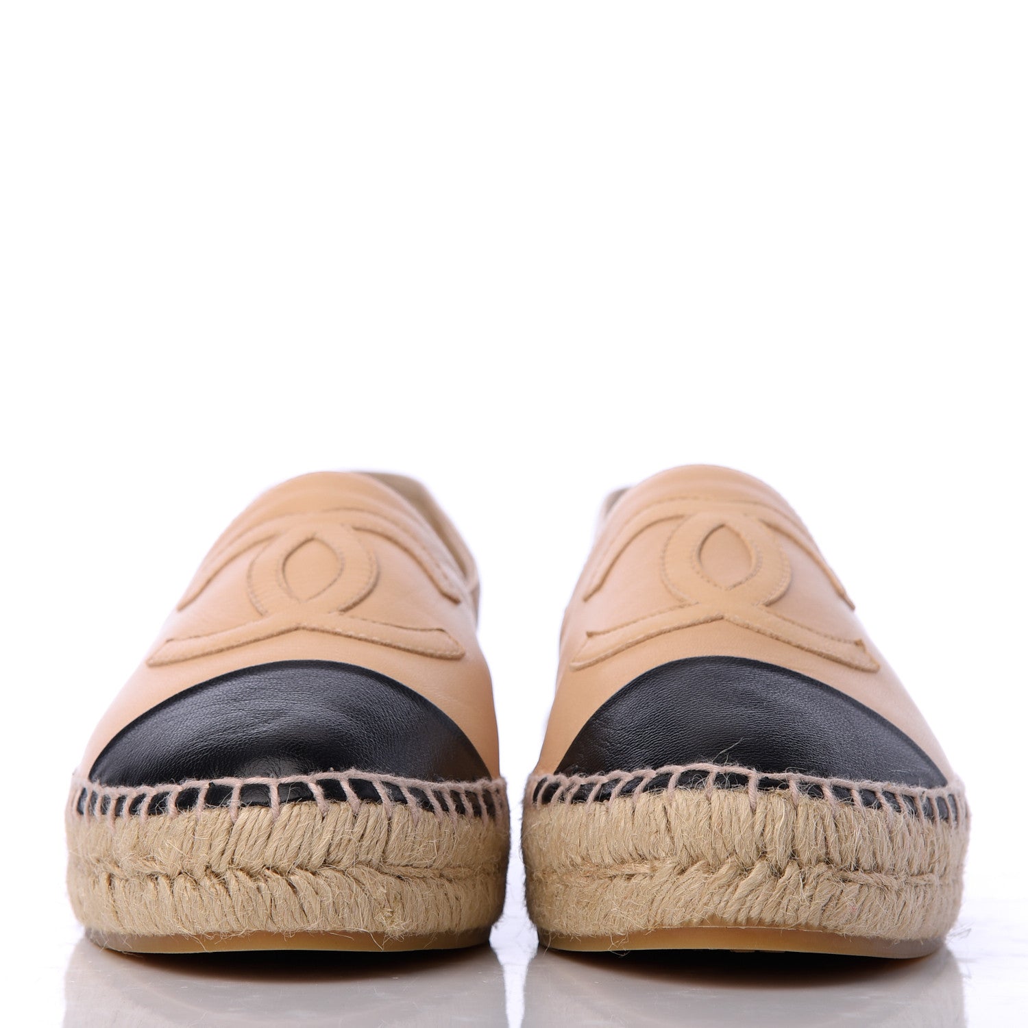 Chanel Lambskin CC Espadrilles 38 Beige Black 2 of 12