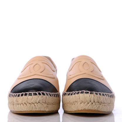 Chanel Lambskin CC Espadrilles 38 Beige Black 2 of 12