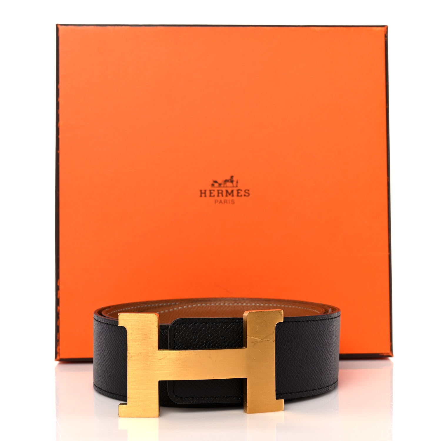 Hermes Epsom 342mm Constance H Belt 90 Black Gold 8 of 8