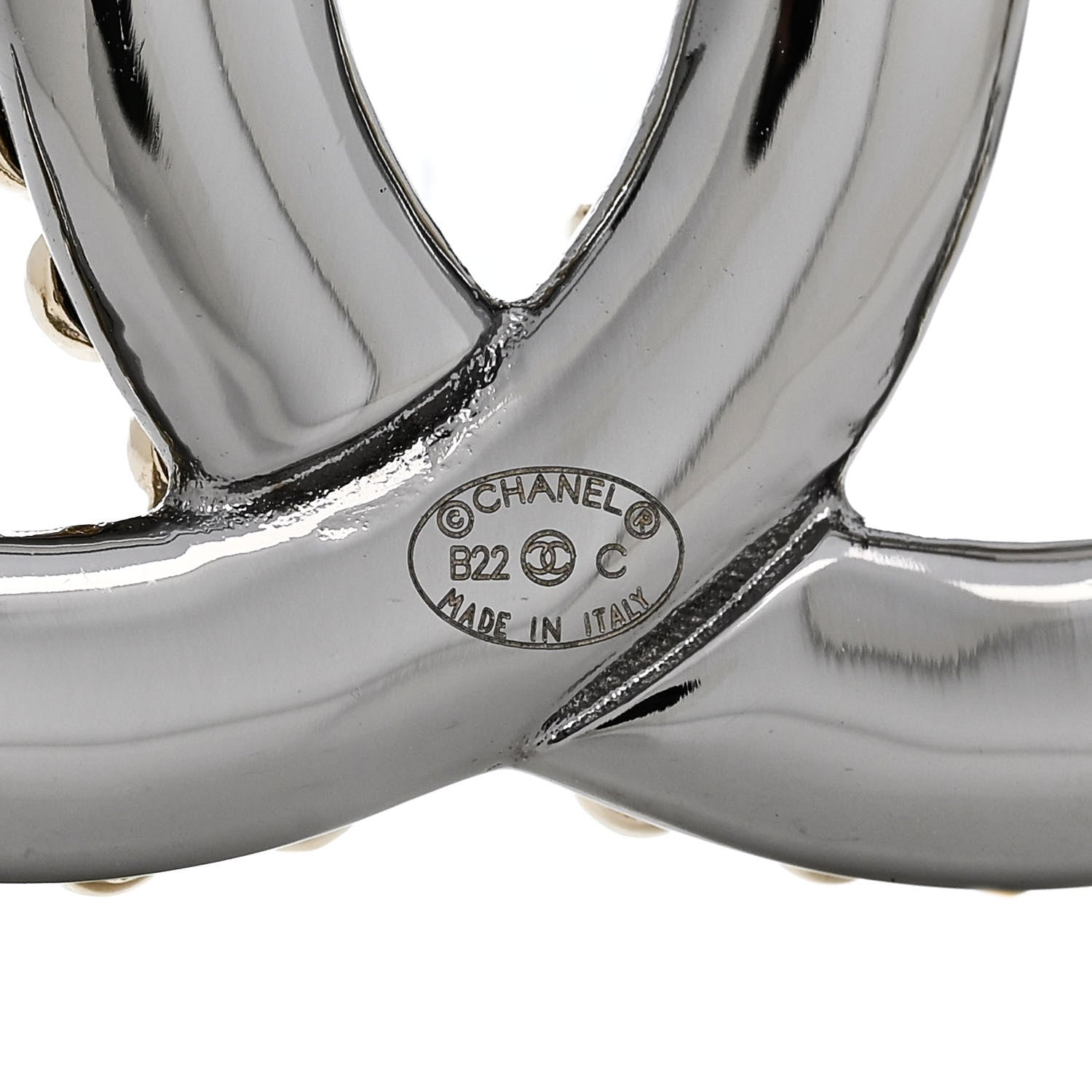 Chanel Metal CC Heart Brooch Gold Silver 2 of 2