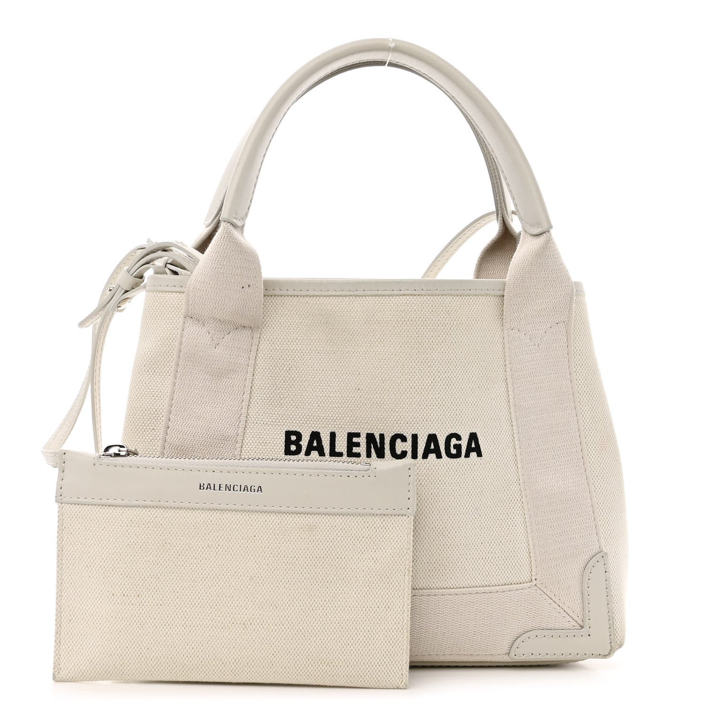 Cotton Canvas Calfskin Navy Cabas XS Natural
