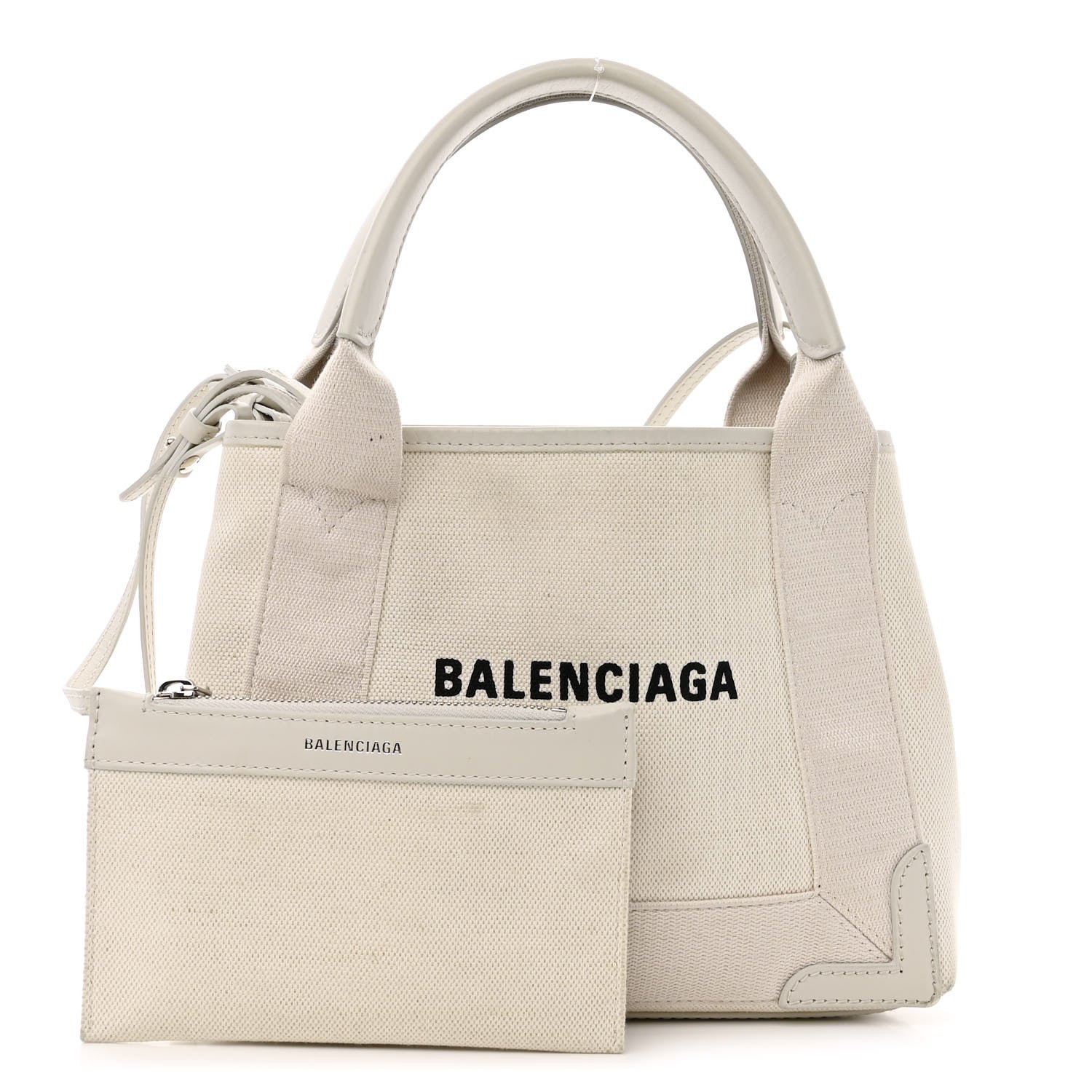 Balenciaga Cotton Canvas Calfskin Navy Cabas XS Natural 1 of 14