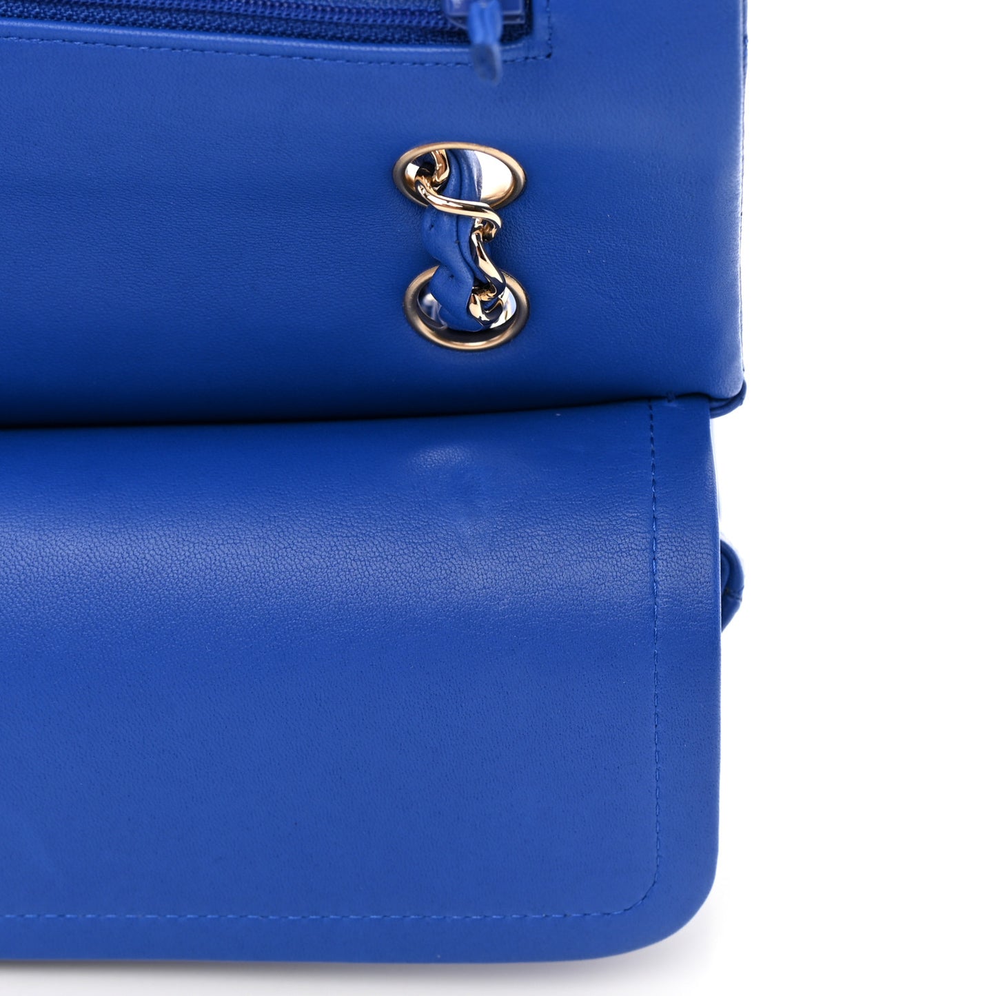 Lambskin Quilted Medium Double Flap Blue