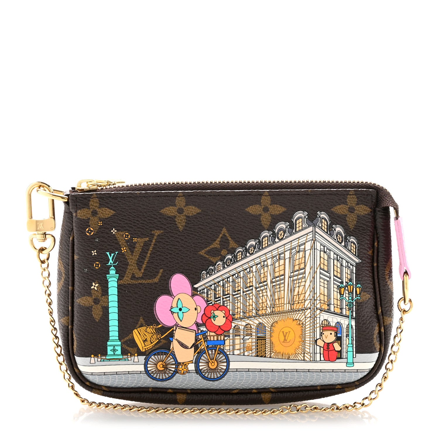 Louis Vuitton Monogram 2022 Christmas Animation Paris Mini Pochette Accessories Pink 1 of 9