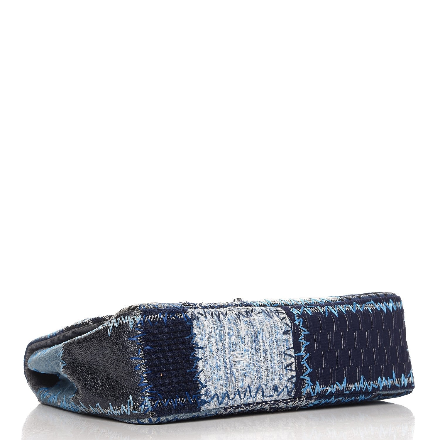 Chanel Denim Tweed Patchwork Jumbo Single Flap Blue 5 of 9