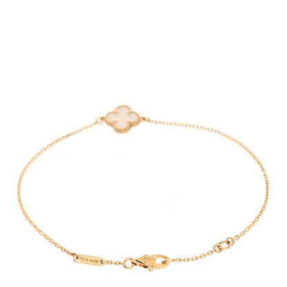 Van Cleef & Arpels 18K Yellow Gold Mother of Pearl Sweet Alhambra Bracelet 2 of 5