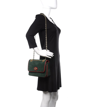 Gucci Suede Azalea Calfskin Small Marina Chain Shoulder Bag Green Red 2 of 10