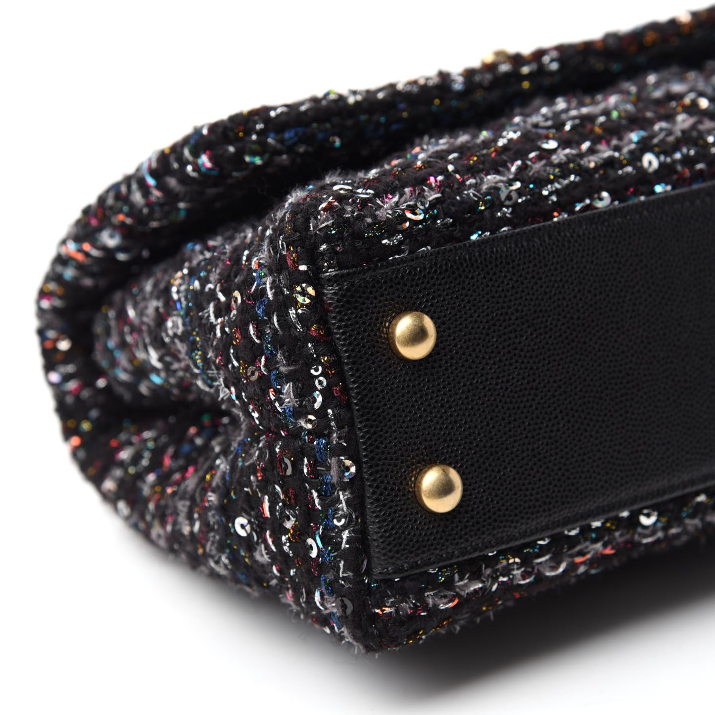 Tweed Sequin Mini Coco Handle Flap Black