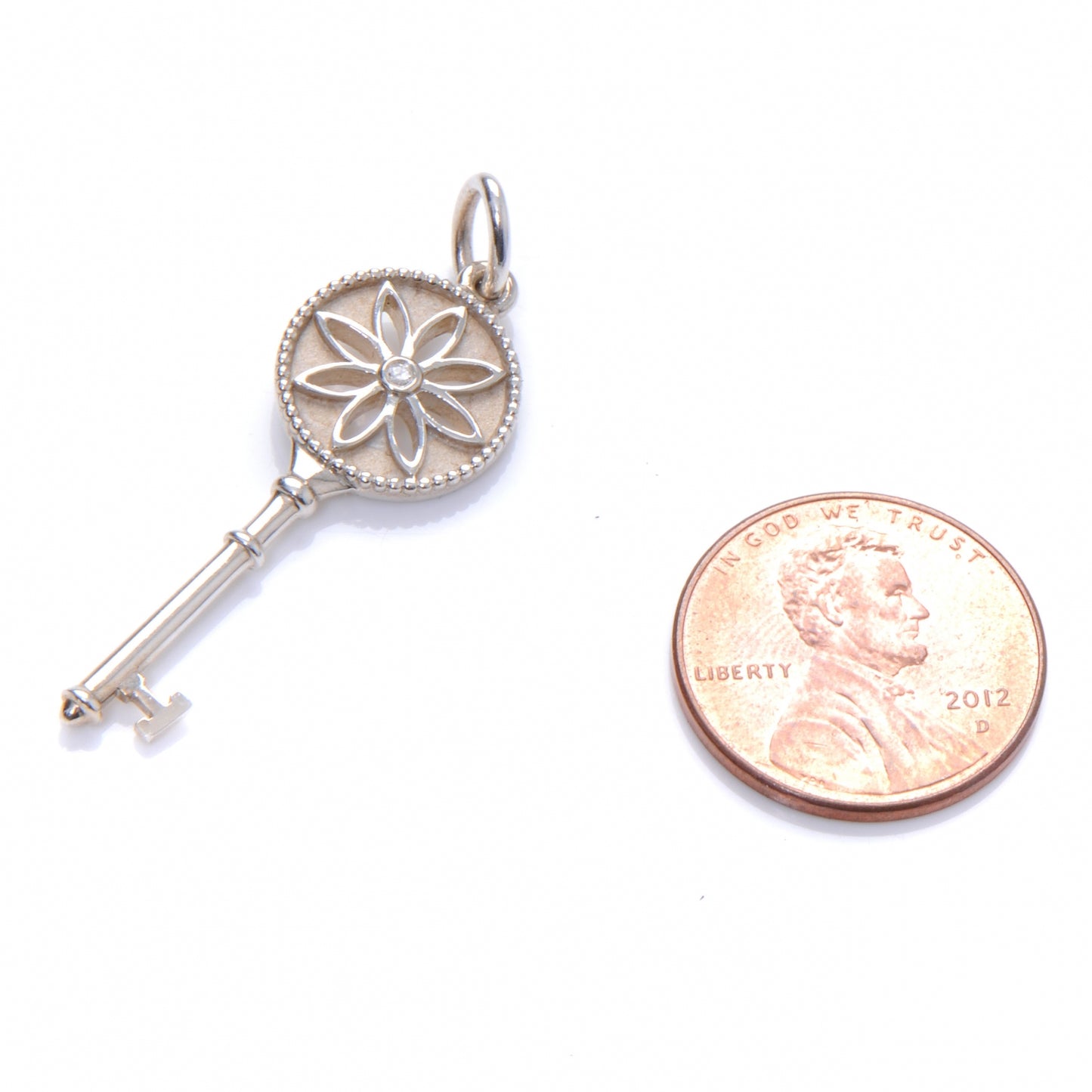 Sterling Silver Diamond Small Daisy Key Pendant