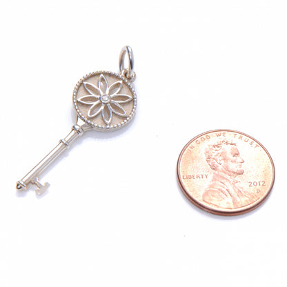 Tiffany Sterling Silver Diamond Small Daisy Key Pendant 2 of 4