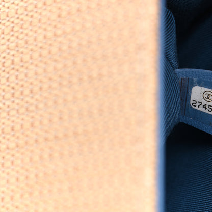 Chanel Cotton Canvas Calfskin Chevron Embroidered Medium Boy Flap Beige Blue 7 of 10