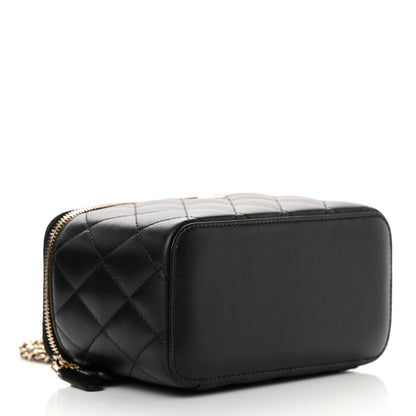 Chanel Lambskin Quilted Small Top Handle Vanity Case With Chain Black 4 of 12