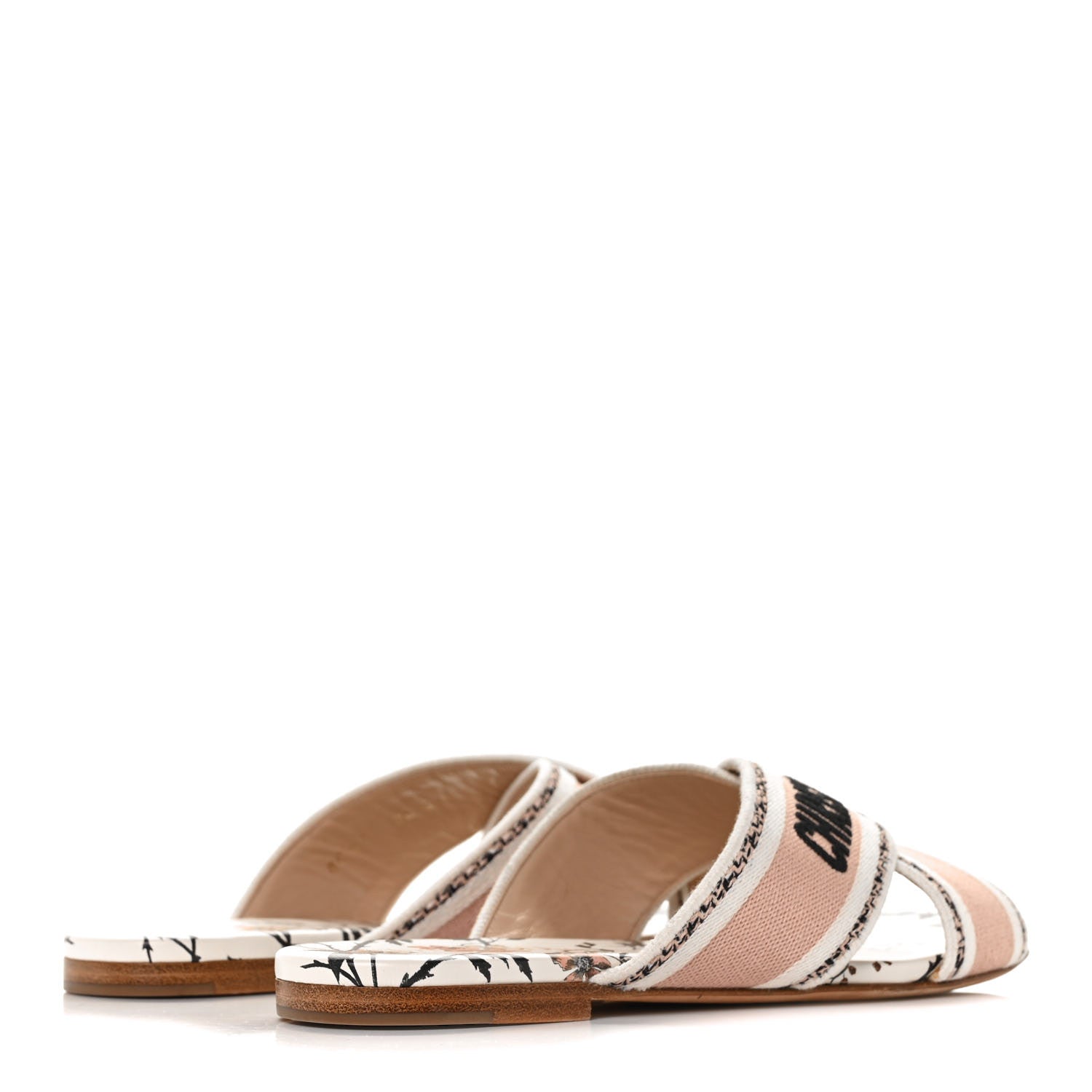 Christian Dior Canvas Rose Mutabilis Embroidered Dway Criss Cross Slide Sandals 37 Multicolor 4 of 8