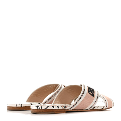 Christian Dior Canvas Rose Mutabilis Embroidered Dway Criss Cross Slide Sandals 37 Multicolor 4 of 8