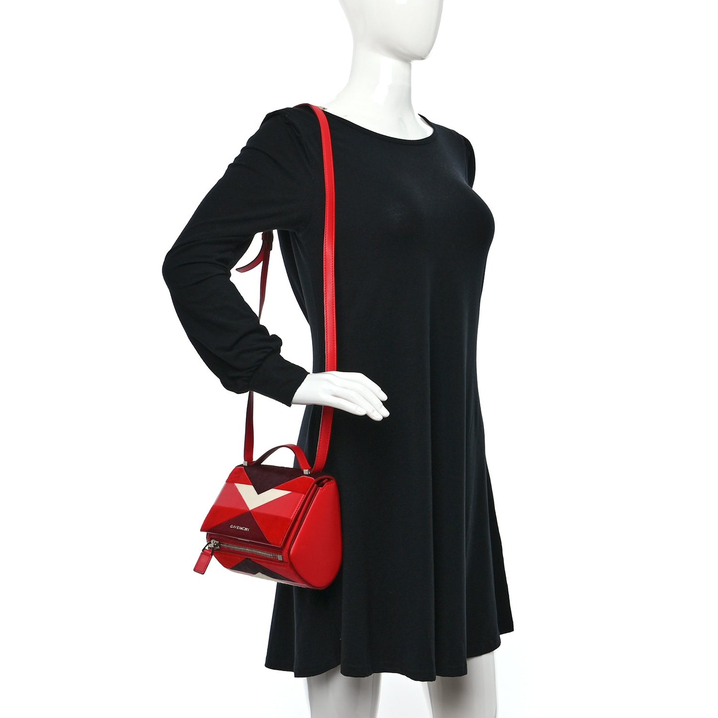 Cow Hair Calfskin Mini Pandora Box Crossbody Bag Red Multicolor