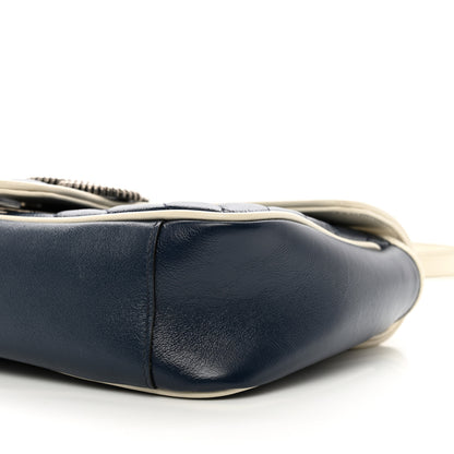 Gucci Vintage Effect Calfskin Matelasse Diagonal Small Torchon GG Marmont Shoulder Bag Blue Agata Mystic White 10 of 10