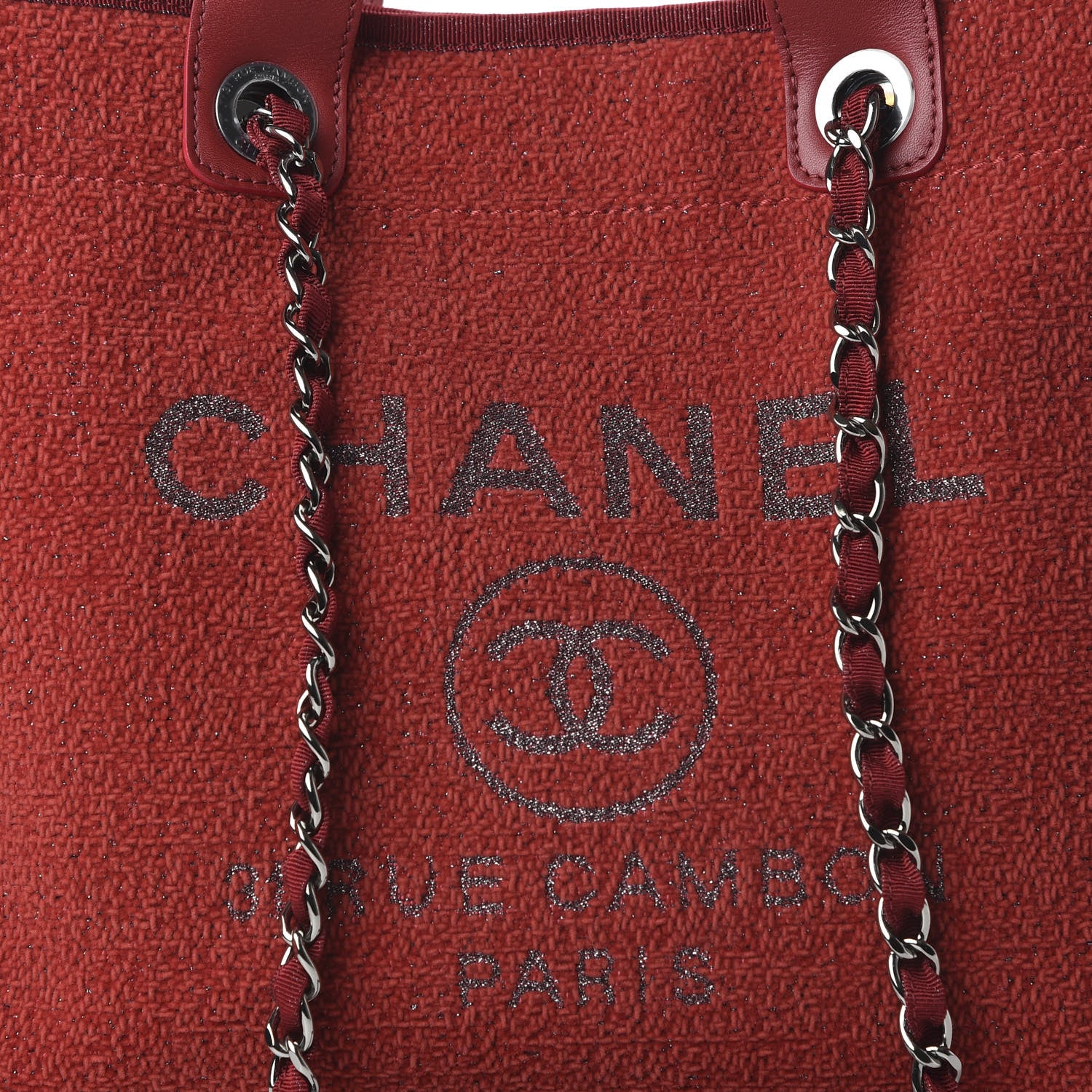 Chanel Lurex Boucle Medium Deauville Tote Red 11 of 12
