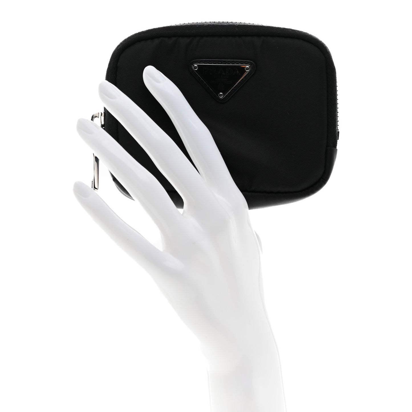 Tessuto Nylon Compact Zip Around Coin Pouch Black