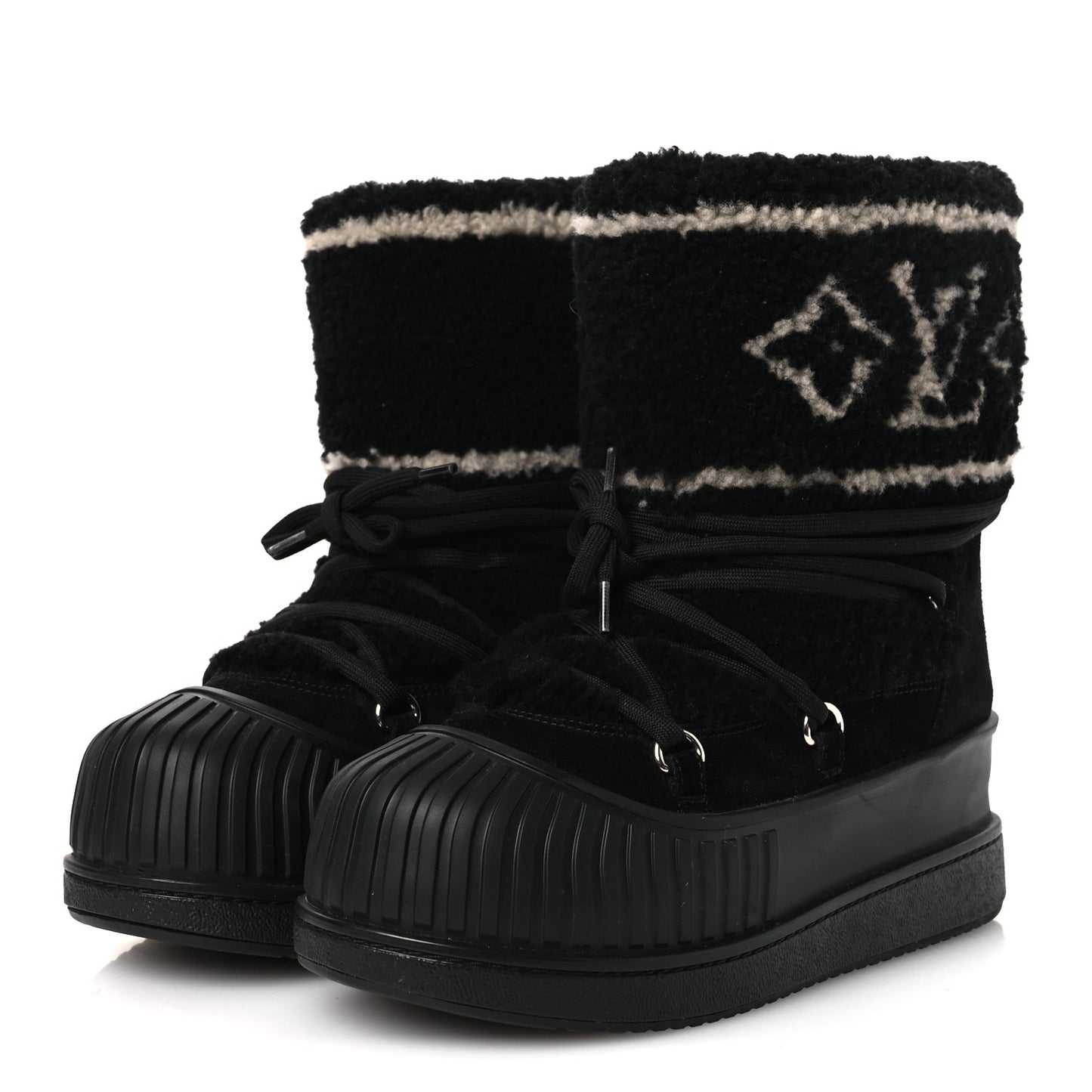Suede Shearling Polar Flat Half Boots 40 Black