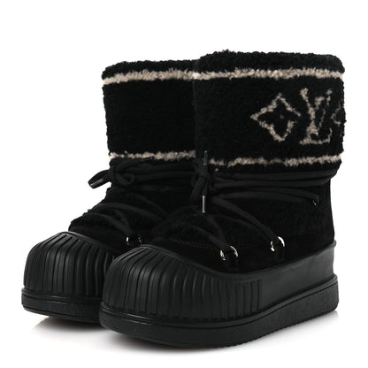 Louis Vuitton Suede Shearling Polar Flat Half Boots 40 Black 4 of 10