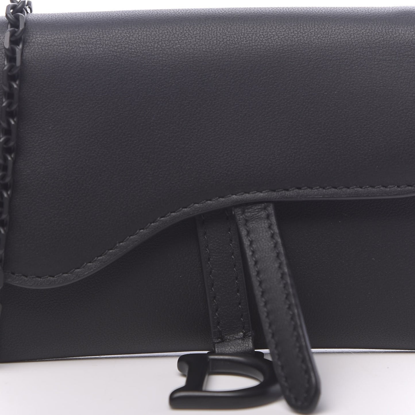 Ultra Matte Calfskin Nano Saddle Chain Pouch Black