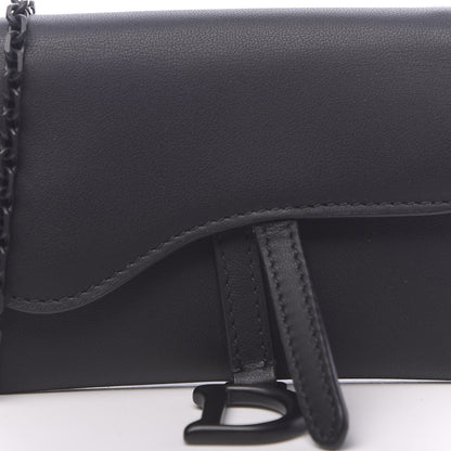Christian Dior Ultra Matte Calfskin Nano Saddle Chain Pouch Black 10 of 11