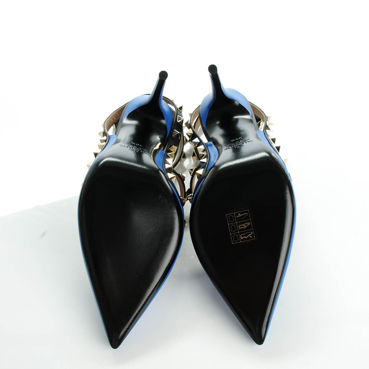 Nappa Rockstud Ankle Strap Pumps 38.5 Light Sapphire Black