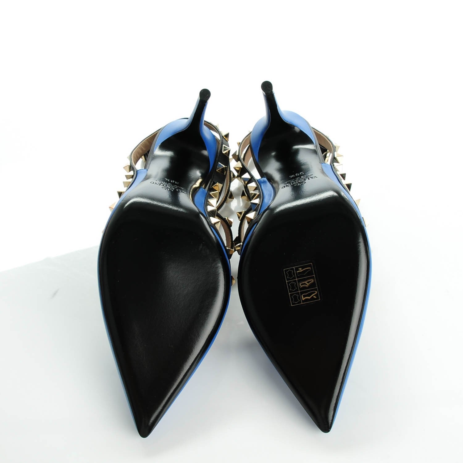 Valentino Garavani Nappa Rockstud Ankle Strap Pumps 38.5 Light Sapphire Black 5 of 6