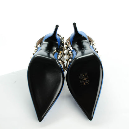 Valentino Garavani Nappa Rockstud Ankle Strap Pumps 38.5 Light Sapphire Black 5 of 6