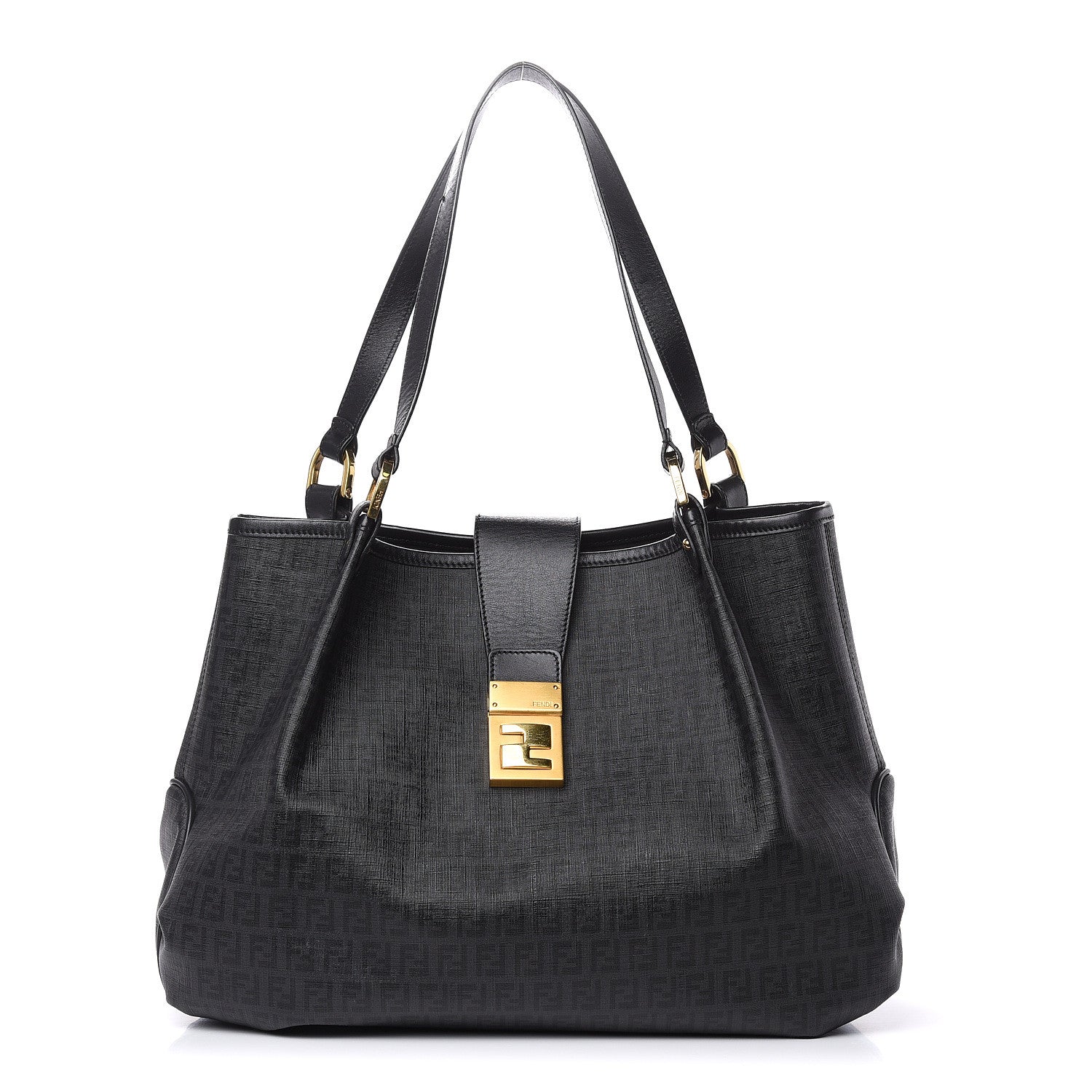 Fendi Zucchino Spalmati Vitello Medium Chiusura Tote Black 1 of 12