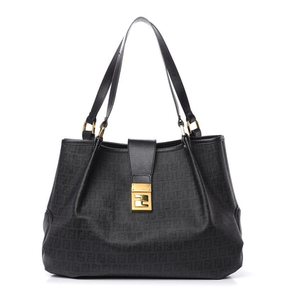Fendi Zucchino Spalmati Vitello Medium Chiusura Tote Black 1 of 12