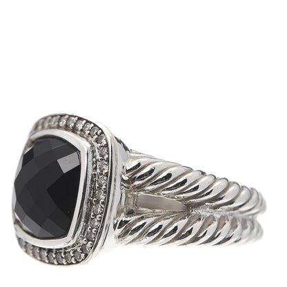 David Yurman Sterling Silver Diamond Black Onyx 11mm Albion Ring 57 8 3 of 5