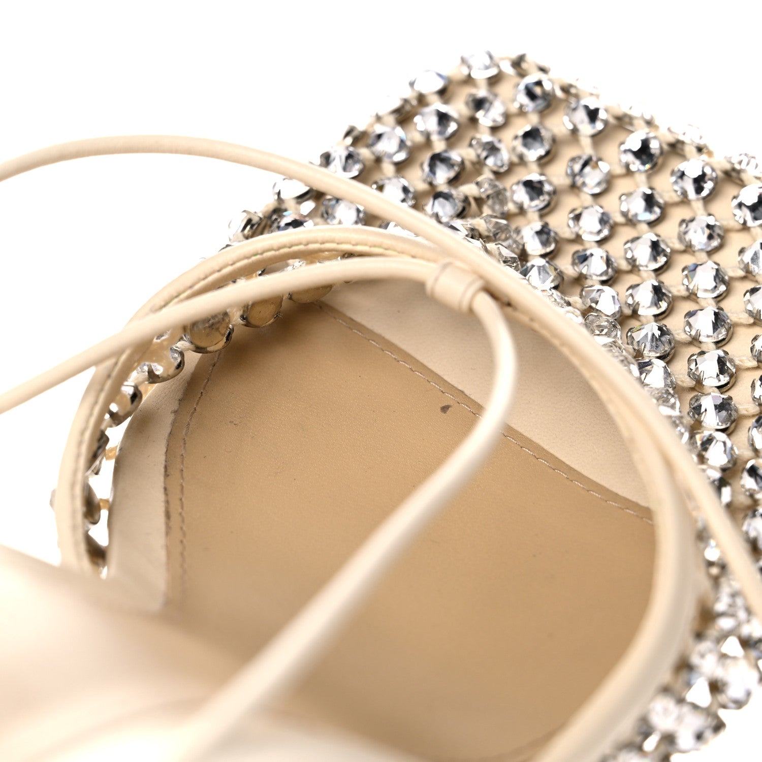 Bottega Veneta Mesh Nappa Crystal Embellished Sparkle Stretch Ankle Tie Sandals 40 Toile 12 of 13